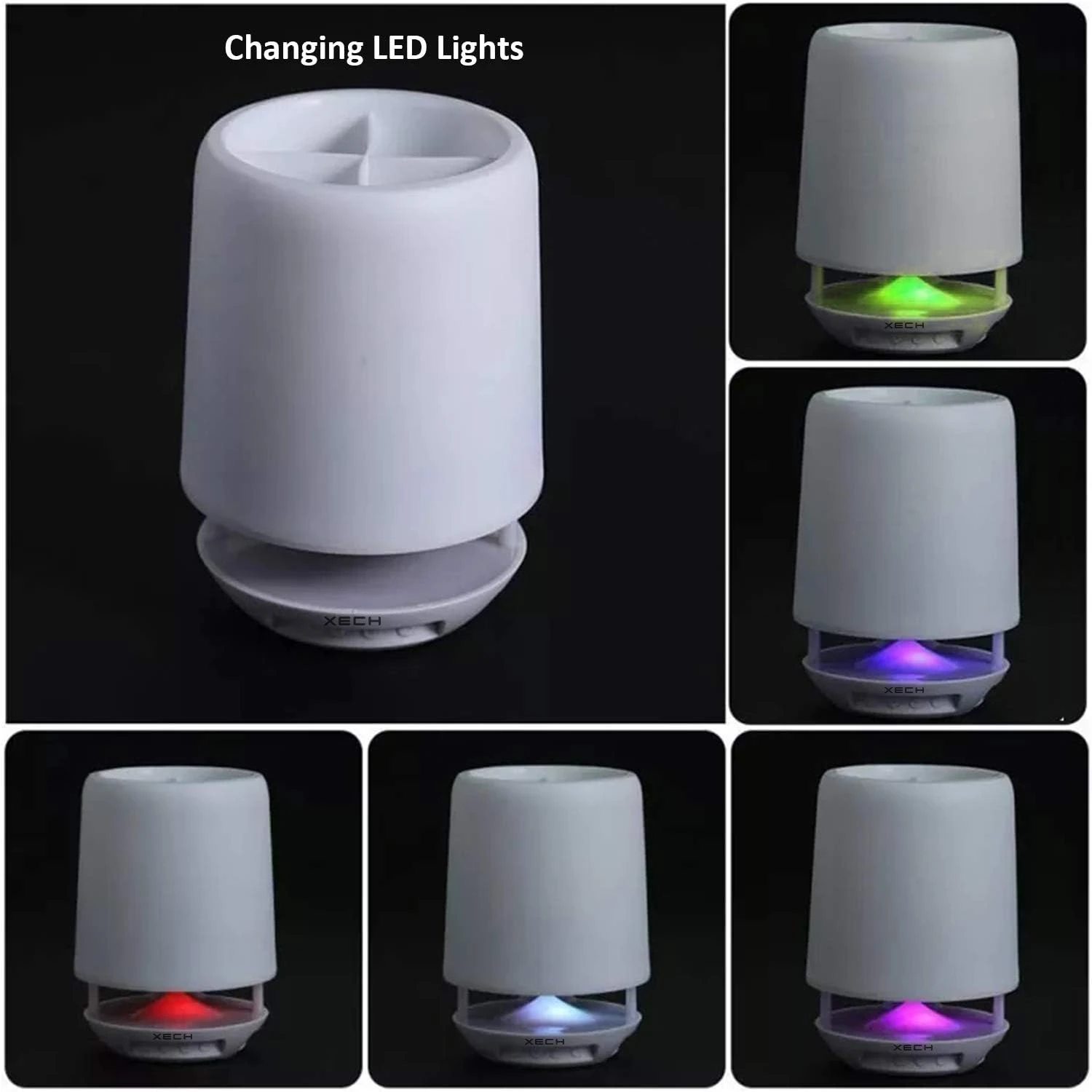 Pen Stand Speaker with Changing Lights Stationery Holder with Wireless Bluetooth Speaker Supports AUX USB Pendrive TF Card Micro SD Card for Office Table Desk Pencil Holder Organizer (White)