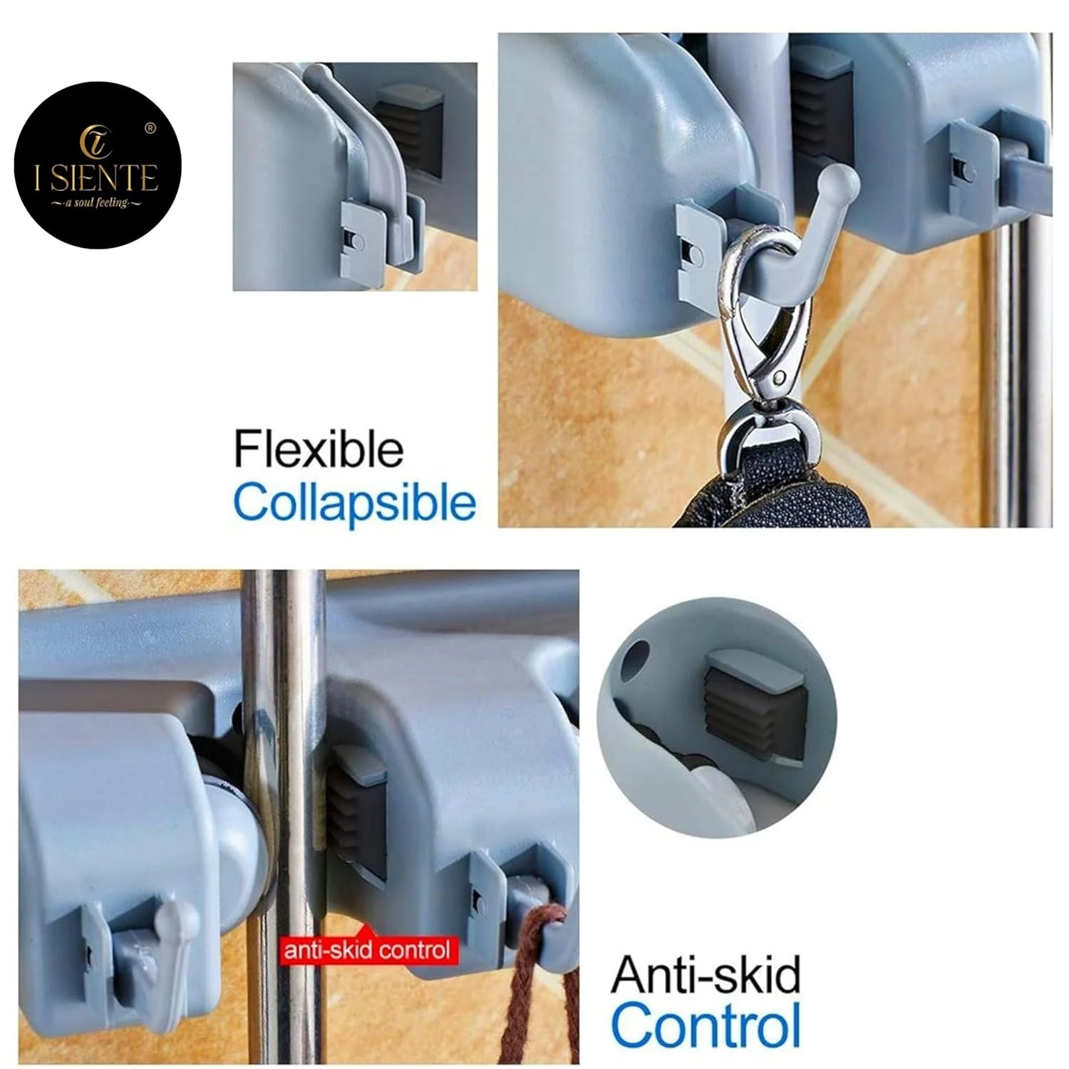 Wall Mounted Mop and Broom Holder Organizer, 5 Slots for Home, Bathroom, Garage (5 layer)