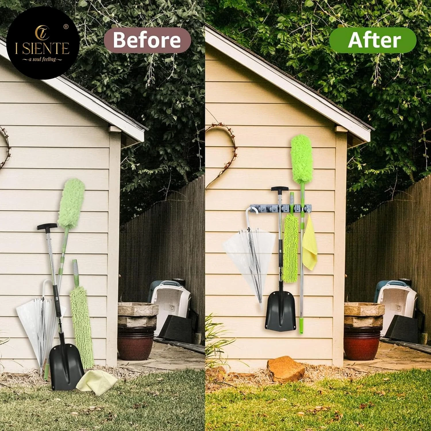 Wall Mounted Mop and Broom Holder Organizer, 4 Slots for Home, Bathroom, Garage (4 Layers)