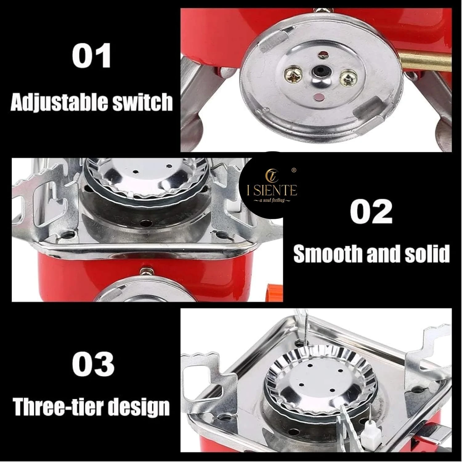 Portable Camping Gas Stove Stainless Steel Folding Burner with Storage Bag Lightweight Outdoor Cooking Gear for Hiking and Travel