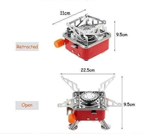 Portable Camping Gas Stove Stainless Steel Folding Burner with Storage Bag Lightweight Outdoor Cooking Gear for Hiking and Travel