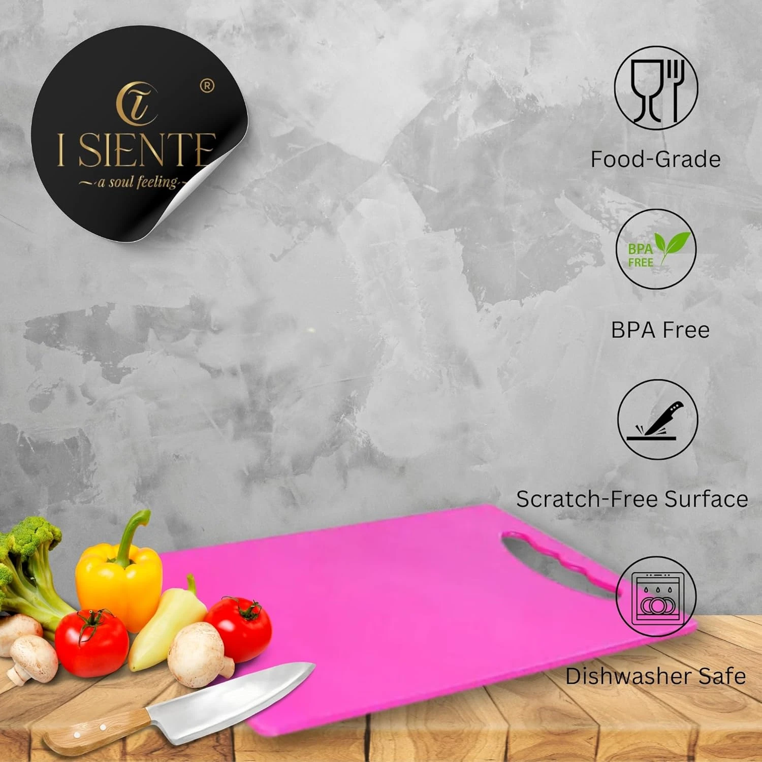 Plastic Chopping Board - Food Grade, Non-Slip, Reversible, Dishwasher Safe (30 x 20 cm)