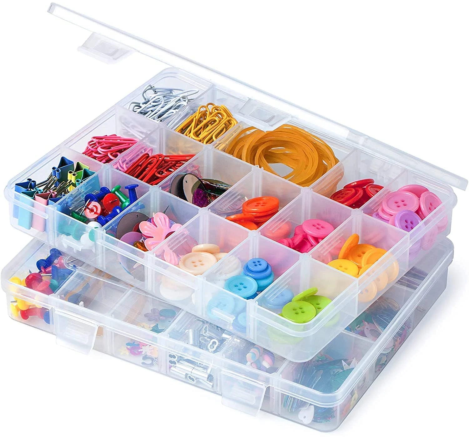 Transparent Jewelry Storage Box for Earring Hooks – 36 Grids with Adjustable Dividers – Rectangular Organizer for Beads, Earrings, and Small Jewelry – Size 27.6 x 17.8 x 4.5 cm