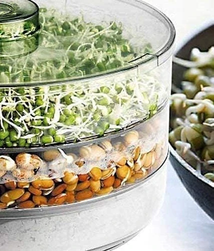 Sprout Maker with 4 Compartments, 4-Layer Plastic Sprouting Jar for Grains, Seeds, Dal, Channa, and Chole (500ml)
