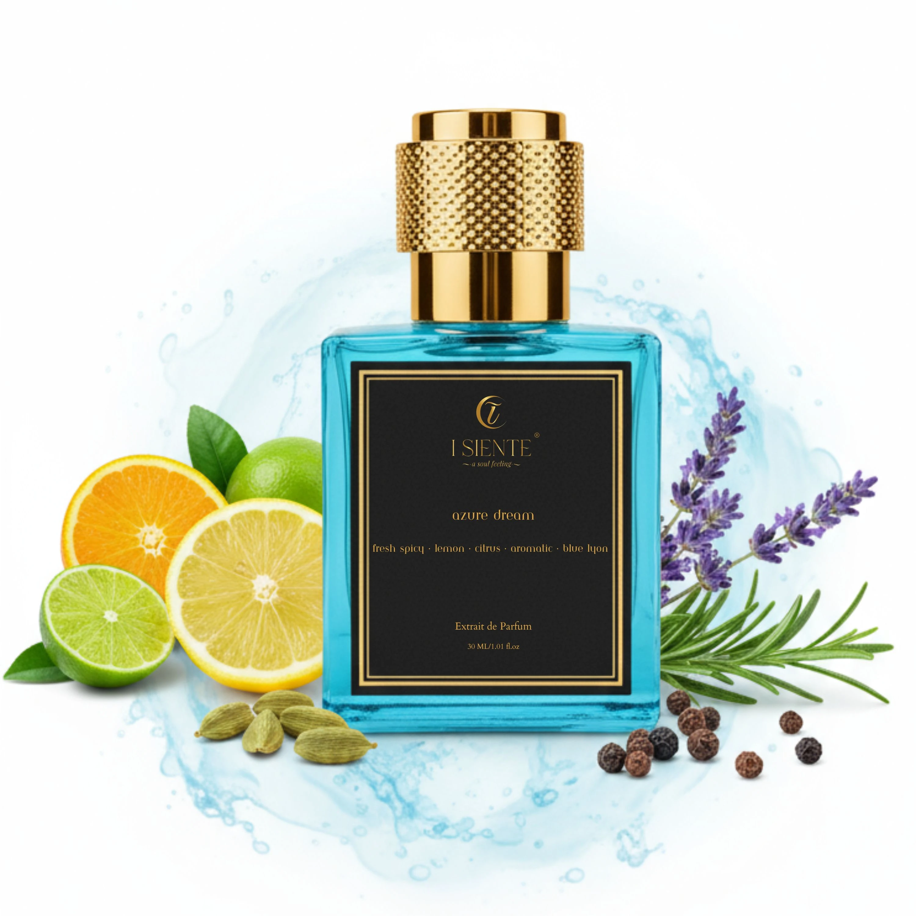 Azure Dream – Extrait de Parfum 30ml | Long Lasting Perfume for Men & Women | Fresh Spicy, Lemon, Citrus, Aromatic & Blue Lyon Notes | Luxury Gift Perfume